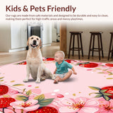 Ultra Soft Area Rug, Non Slip, Stain Resistant, Washable Area Rugs for Living Room, Bedroom, Adorable Bright Floral Arrangement(Pink)