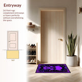 Ultra Soft Area Rug, Non Slip, Stain Resistant, Washable Area Rugs for Living Room, Bedroom, Macabre Witch Board Illustration(Purple)