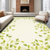 Ultra Soft Area Rug, Non Slip, Stain Resistant, Washable Area Rugs for Living Room, Bedroom, Doormat Elegant Beige Green Leaf Accents(Ivory)