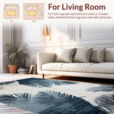 Ultra Soft Area Rug, Non Slip, Stain Resistant, Washable Area Rugs for Living Room, Bedroom, Rustic Neutral Palm Motif(Blue)