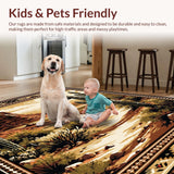Ultra Soft Area Rug, Non Slip, Stain Resistant, Washable Area Rugs for Living Room, Bedroom, Rustic Western Cactus Tapestry(Brown)