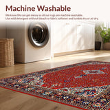 Ultra Soft Area Rug, Non Slip, Stain Resistant, Washable Area Rugs for Living Room, Bedroom, Chic Transitional Ethnic Textures(Red)
