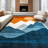 Ultra Soft Area Rug, Non Slip, Stain Resistant, Washable Area Rugs for Living Room, Bedroom, Vibrant Abstract Mountain Landscape(Orange)