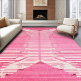 Ultra Soft Area Rug, Non Slip, Stain Resistant, Washable Area Rugs for Living Room, Bedroom, Unique Soft Pink Striped Theme(Pink)