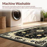 Ultra Soft Area Rug, Non Slip, Stain Resistant, Washable Area Rugs for Living Room, Bedroom, Rustic Textured Circular Decorative Piece(Black)
