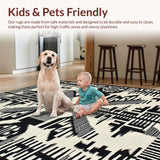 Ultra Soft Area Rug, Non Slip, Stain Resistant, Washable Area Rugs for Living Room, Bedroom, Contemporary Monochrome Animal Motif(Black)