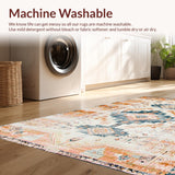 Ultra Soft Area Rug, Non Slip, Stain Resistant, Washable Area Rugs for Living Room, Bedroom, Minimalist Bright Geometric Elements(Orange)