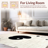 Ultra Soft Area Rug, Non Slip, Stain Resistant, Washable Area Rugs for Living Room, Bedroom, Minimalist Yin Yang Feline Artwork(Gray)