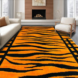 Ultra Soft Area Rug, Non Slip, Stain Resistant, Washable Area Rugs for Living Room, Bedroom, Rustic Earthy Tiger Skin Motif(Orange)