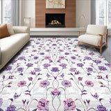 Ultra Soft Area Rug, Non Slip, Stain Resistant, Washable Area Rugs for Living Room, Bedroom, Chic Purple Blossom Aesthetic(Gray)