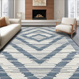 Ultra Soft Area Rug, Non Slip, Stain Resistant, Washable Area Rugs for Living Room, Bedroom, Coastal Nautical Striped Aesthetic(Blue)