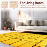 Ultra Soft Area Rug, Non Slip, Stain Resistant, Washable Area Rugs for Living Room, Bedroom, Modern Abstract Yellow Living Room Non-Shedding Rug(Yellow)