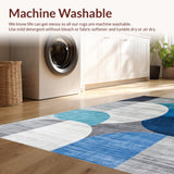 Ultra Soft Area Rug, Non Slip, Stain Resistant, Washable Area Rugs for Living Room, Bedroom, Contemporary Soft Circular Aesthetic(Blue)