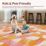 Ultra Soft Area Rug, Non Slip, Stain Resistant, Washable Area Rugs for Living Room, Bedroom, SERISSA Peach & Ivory Geometric Rug, Modern Entryway Carpet, Thin(Orange)