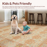 Ultra Soft Area Rug, Non Slip, Stain Resistant, Washable Area Rugs for Living Room, Bedroom, Rustic Vintage Floral Motif(Beige)