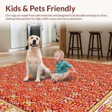 Ultra Soft Area Rug, Non Slip, Stain Resistant, Washable Area Rugs for Living Room, Bedroom, Abstract Faux Wool for Hallway Non Slip(Red)