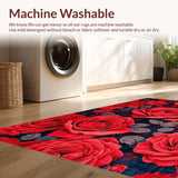 Ultra Soft Area Rug, Non Slip, Stain Resistant, Washable Area Rugs for Living Room, Bedroom, Luxurious Red Petal Arrangement(Red)