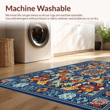 Ultra Soft Area Rug, Non Slip, Stain Resistant, Washable Area Rugs for Living Room, Bedroom, Rustic Textured Circular Design(Blue)