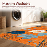 Ultra Soft Area Rug, Non Slip, Stain Resistant, Washable Area Rugs for Living Room, Bedroom, Artistic Multihued Nature Theme(Orange)