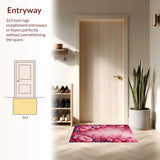 Ultra Soft Area Rug, Non Slip, Stain Resistant, Washable Area Rugs for Living Room, Bedroom, Coquette Pastel Rose Washable Door Mat for Hotels(Pink)