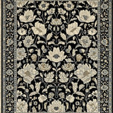 Ultra Soft Area Rug, Non Slip, Stain Resistant, Washable Area Rugs for Living Room, Bedroom, Sophisticated Boho Floral Rug with Layered Charcoal and Beige Patterns(Black)