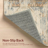 Ultra Soft Area Rug, Non Slip, Stain Resistant, Washable Area Rugs for Living Room, Bedroom, Cozy Distressed Ethnic Print(Beige)