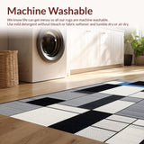 Ultra Soft Area Rug, Non Slip, Stain Resistant, Washable Area Rugs for Living Room, Bedroom, Sleek Contemporary Geometric Aesthetic(Black)