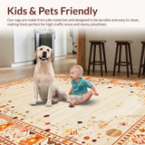 Ultra Soft Area Rug, Non Slip, Stain Resistant, Washable Area Rugs for Living Room, Bedroom, Serene Monochrome Curved Patterns(Beige)
