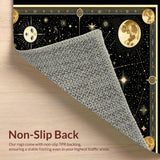 Ultra Soft Area Rug, Non Slip, Stain Resistant, Washable Area Rugs for Living Room, Bedroom, Ethereal Sun Moon Tapestry Aesthetic(Black)