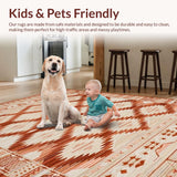 Ultra Soft Area Rug, Non Slip, Stain Resistant, Washable Area Rugs for Living Room, Bedroom, Chic Modernist Diamond Arrangement(Red)