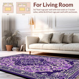 Ultra Soft Area Rug, Non Slip, Stain Resistant, Washable Area Rugs for Living Room, Bedroom, Vintage Blue and Purple Nursery Carpet(Purple)