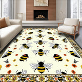 Ultra Soft Area Rug, Non Slip, Stain Resistant, Washable Area Rugs for Living Room, Bedroom, Artistic Flower and Insect Fusion(Beige)