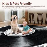 Ultra Soft Area Rug, Non Slip, Stain Resistant, Washable Area Rugs for Living Room, Bedroom, Retro Black Music Record Bedroom Floor Rug(Black)