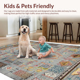 Ultra Soft Area Rug, Non Slip, Stain Resistant, Washable Area Rugs for Living Room, Bedroom, Chic Vintage Textured Patterns(Gray)