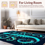 Ultra Soft Area Rug, Non Slip, Stain Resistant, Washable Area Rugs for Living Room, Bedroom, Ocean Depths Sea Beast Area Rug(Blue)