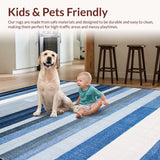 Ultra Soft Area Rug, Non Slip, Stain Resistant, Washable Area Rugs for Living Room, Bedroom, Ombre Striped Area Rug(Blue)