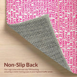 Ultra Soft Area Rug, Non Slip, Stain Resistant, Washable Area Rugs for Living Room, Bedroom, Eclectic Soft Pink Quote Decor(Beige)