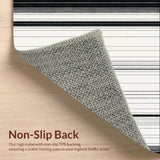 Ultra Soft Area Rug, Non Slip, Stain Resistant, Washable Area Rugs for Living Room, Bedroom, Monochrome Linear Weave Rug With Bold Stripes And Contrasting Bands Design(Black)