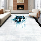 Ultra Soft Area Rug, Non Slip, Stain Resistant, Washable Area Rugs for Living Room, Bedroom, Contemporary Celestial Wolf Aesthetic(Gray)