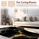 Ultra Soft Area Rug, Non Slip, Stain Resistant, Washable Area Rugs for Living Room, Bedroom, Elegant Luxurious Linear Patterns(Black)
