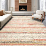 Ultra Soft Area Rug, Non Slip, Stain Resistant, Washable Area Rugs for Living Room, Bedroom, SERISSA Faded Peach Washable Rug, Non-Slip Entry Carpet, Low Pile(Red)