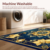 Ultra Soft Area Rug, Non Slip, Stain Resistant, Washable Area Rugs for Living Room, Bedroom, Elegant Transitional Medallion Design(Gold)