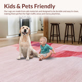 Ultra Soft Area Rug, Non Slip, Stain Resistant, Washable Area Rugs for Living Room, Bedroom, Aesthetic Bow Silhouette Rug with Satin Ribbon Elements and Dotted Borders(Pink)