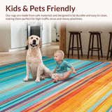 Ultra Soft Area Rug, Non Slip, Stain Resistant, Washable Area Rugs for Living Room, Bedroom, Rustic Textured Color Block(Blue)
