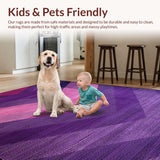 Ultra Soft Area Rug, Non Slip, Stain Resistant, Washable Area Rugs for Living Room, Bedroom, Charming Vintage Inspired Detail(Purple)
