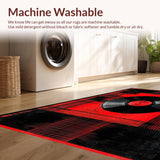 Ultra Soft Area Rug, Non Slip, Stain Resistant, Washable Area Rugs for Living Room, Bedroom, Chic Modernist Record Aesthetic(Black)
