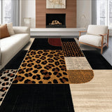 Ultra Soft Area Rug, Non Slip, Stain Resistant, Washable Area Rugs for Living Room, Bedroom, Luxurious Exotic Print Statement(Black)
