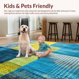 Ultra Soft Area Rug, Non Slip, Stain Resistant, Washable Area Rugs for Living Room, Bedroom, Intricate Abstract Animal Inspired Design(Blue)