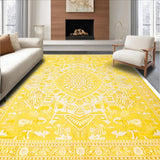 Ultra Soft Area Rug, Non Slip, Stain Resistant, Washable Area Rugs for Living Room, Bedroom, Elegant Yellow Ivory Geometric Style(Yellow)