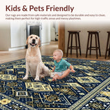Ultra Soft Area Rug, Non Slip, Stain Resistant, Washable Area Rugs for Living Room, Bedroom, Boho Geometric for(Blue)
